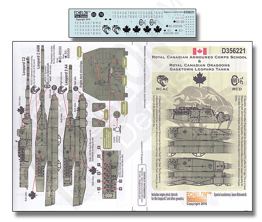 Echelon FD D356221 1:35 RCAC & RCD Gagetown Leopard Tanks