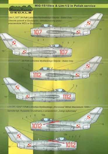 Model Maker Decals D48023 1:48 Mikoyan MiG-15/MiG-15bis, Lim-1/2 in Polish