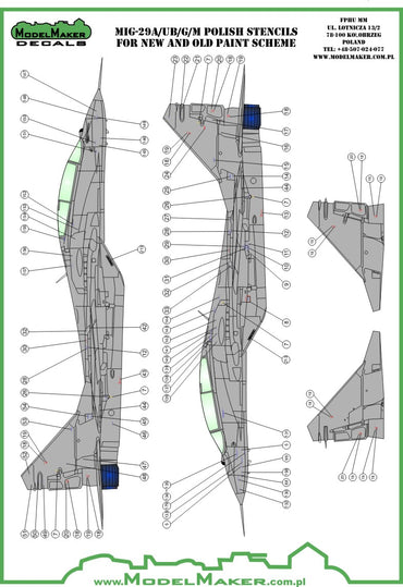 Model Maker Decals D48091 1:48 Mikoyan MiG-29 Polish stencils