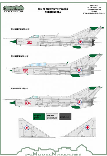 Model Maker Decals D48107 1:48 Mikoyan MiG-21 Around The World