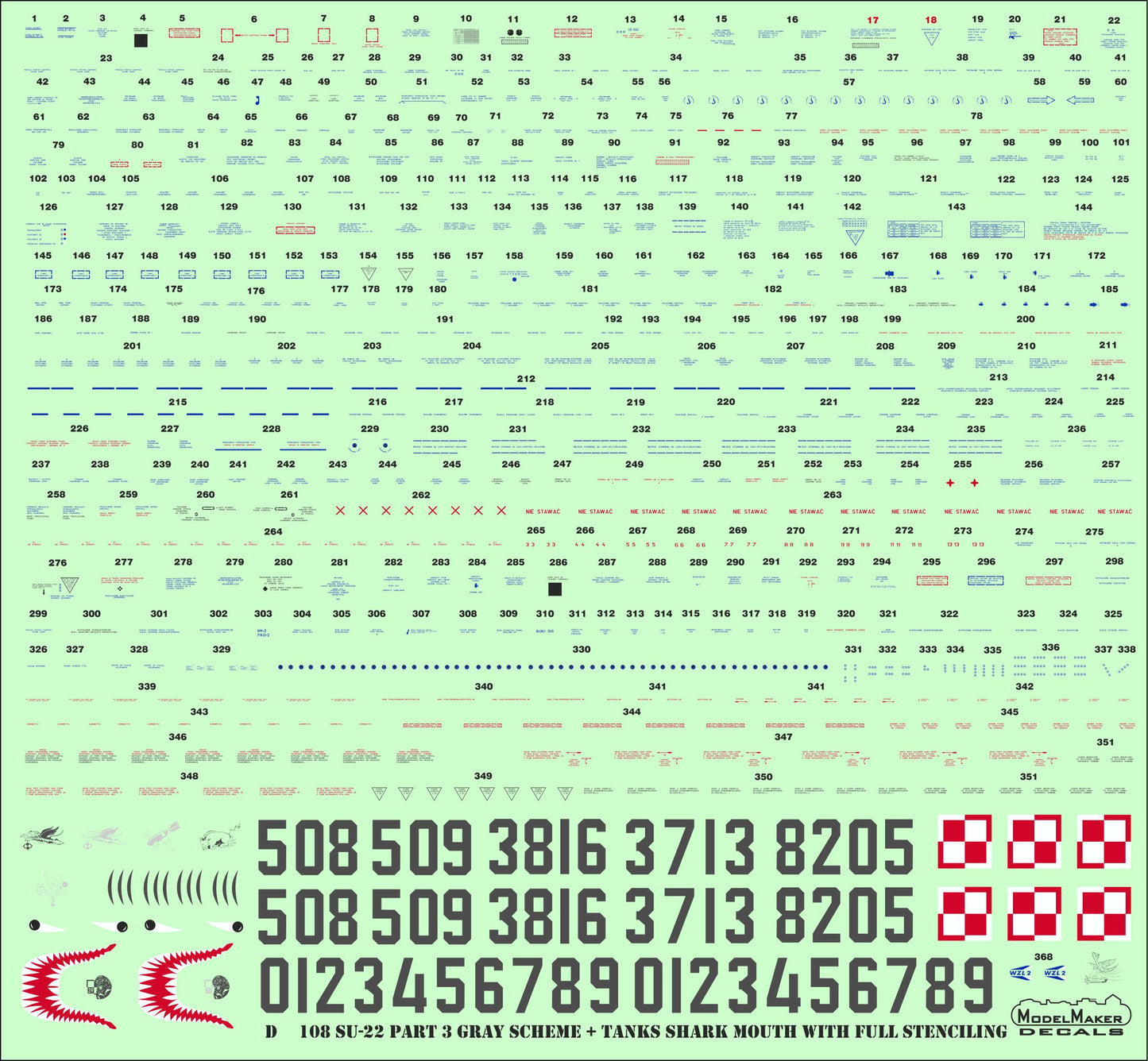 Model Maker Decals D48108 1:48 Sukhoi Su-22 in Polish service part 3 gray scheme