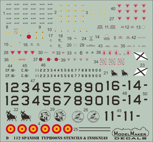 Model Maker Decals D48112 1:48 Spanish Typhoons stencils and insignias
