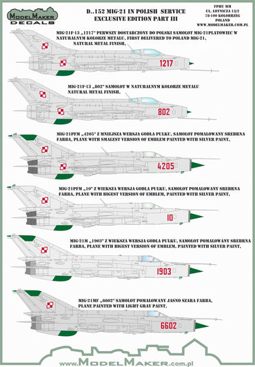 Model Maker D48152 1:48 MiG-21 Polish Service Edition Part III