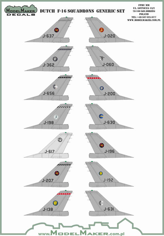 Model Maker Decals D48164 1:48 Dutch F-16 Squadrons