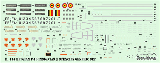 Model Maker D48174 1:48 Belgian F-16 Insignias & Stencils Set