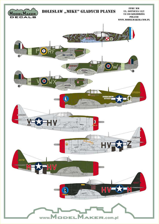 Model Maker Decals D48182 1:48 Boleslaw "Mike" Gladych planes