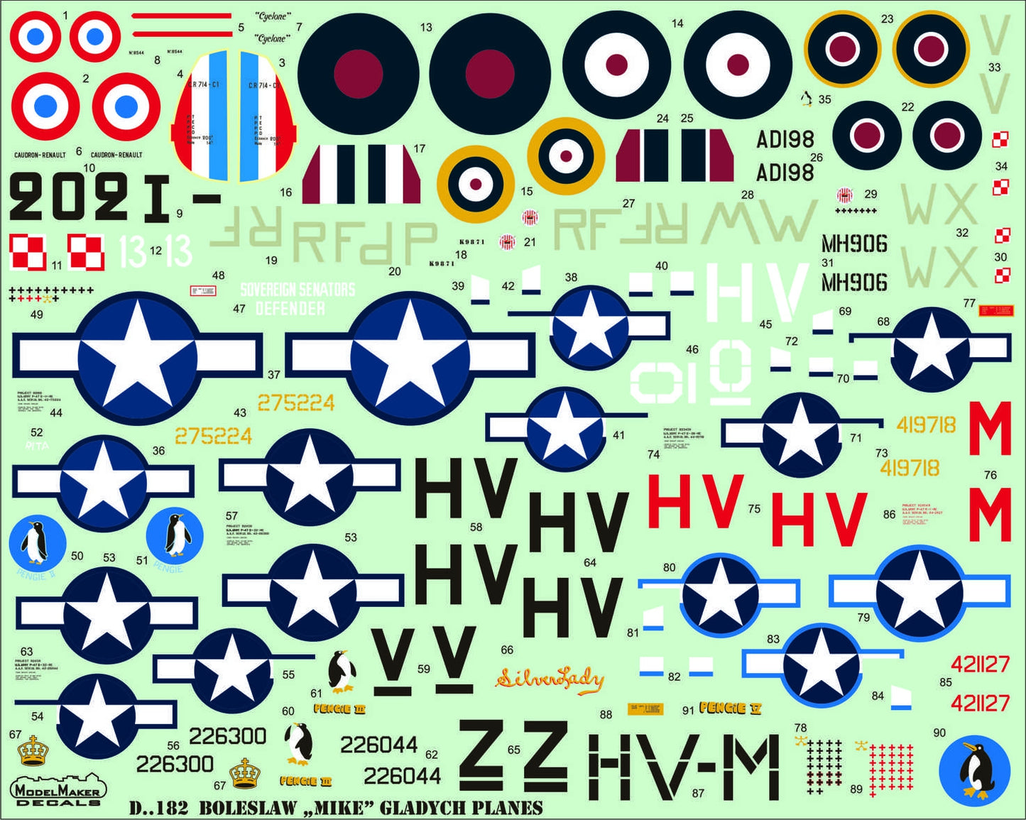 Model Maker Decals D48182 1:48 Boleslaw "Mike" Gladych planes