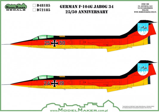 Model Maker Decals D48185 1:48 Lockheed F-104 German JaboG 34 25/50 Anniversary