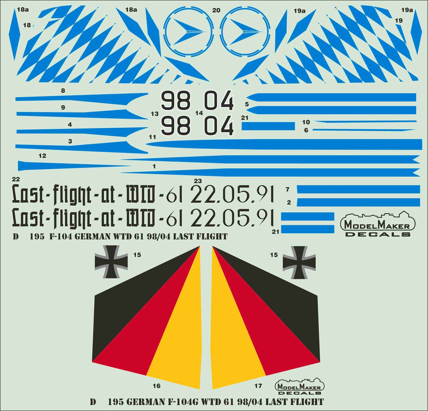 Model Maker Decals D48195 1:48 German Lockheed F-104 WTD 61 98/04 Last Flight
