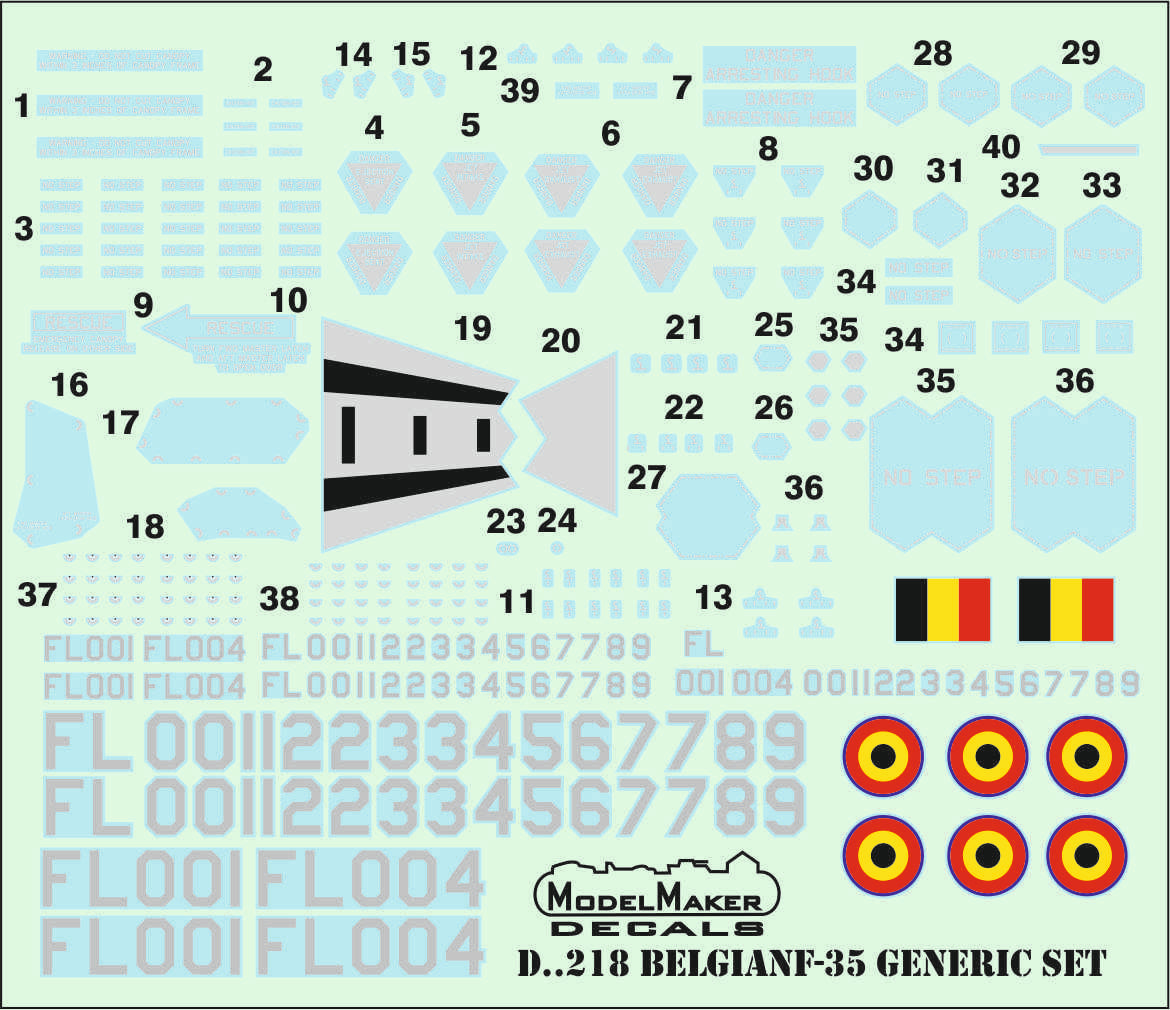Model Maker Decals D48218 1:48 Belgian F-35A Lightning II generic set