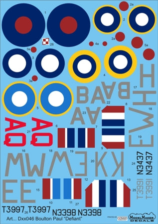Model Maker Decals D72046 1:72 Boulton-Paul Defiant Mk.I