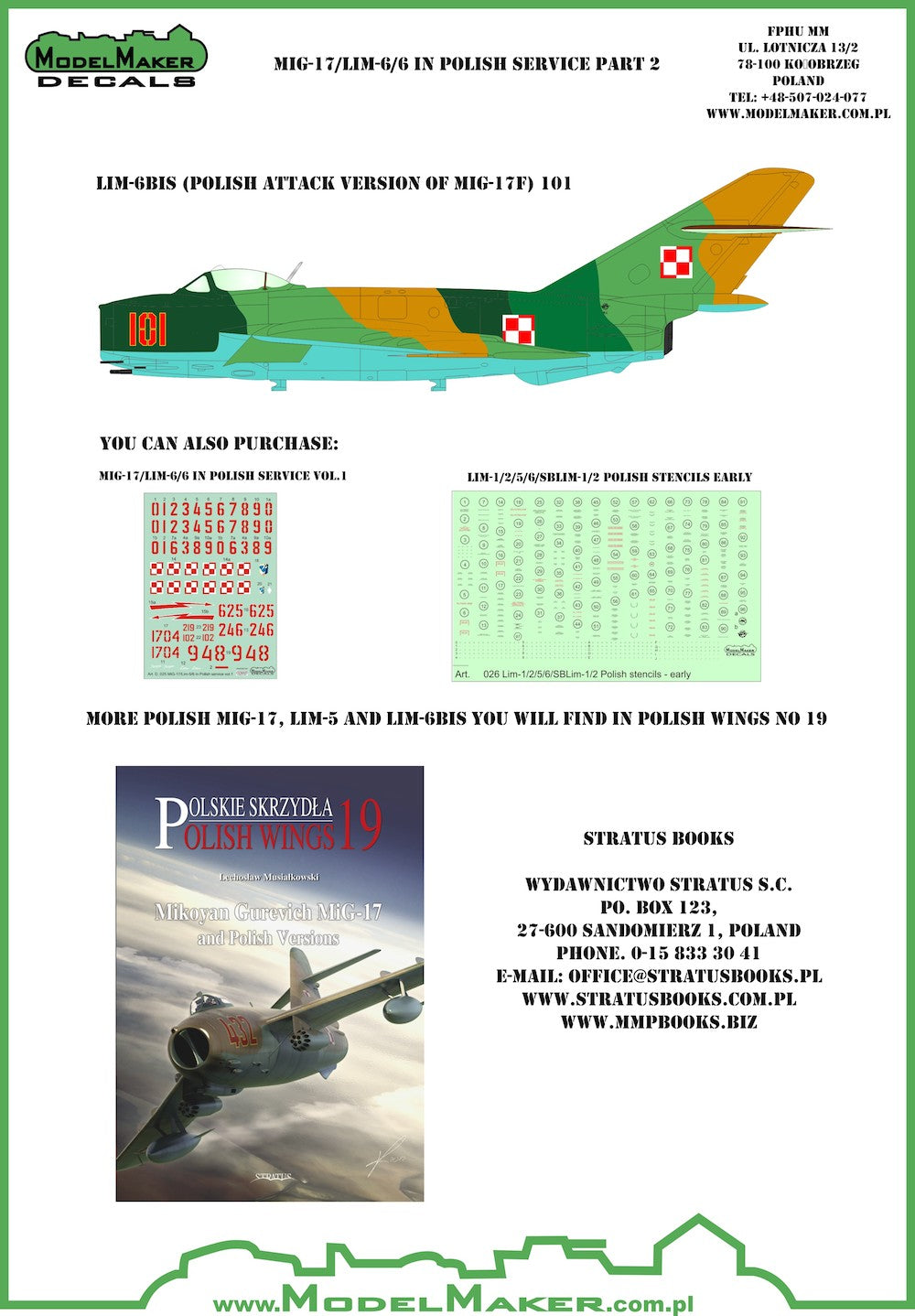 Model Maker Decals D72047 1:72 Mikoyan MiG-17F/Lim-5/6 in Polish service vol.2