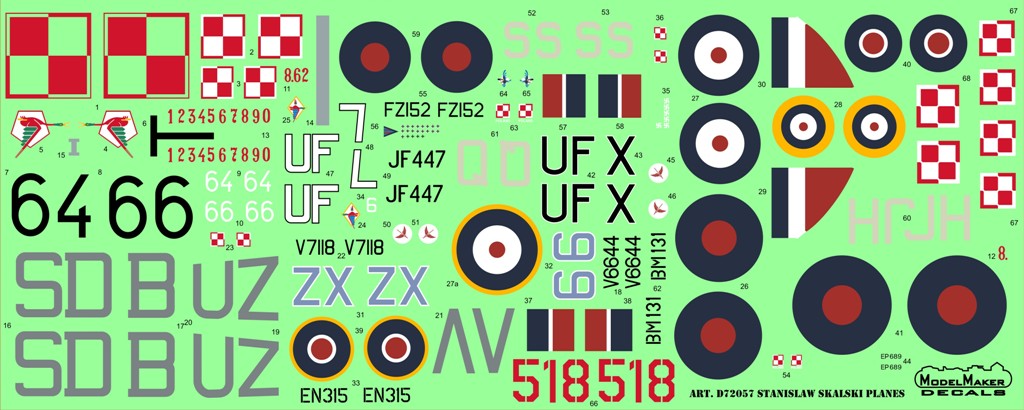 Model Maker Decals D72057A 1:72 Stanislaw Skalski planes