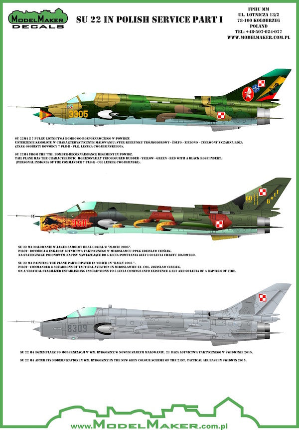Model Maker Decals D72063 1:72 Sukhoi Su-22 in Polish service part