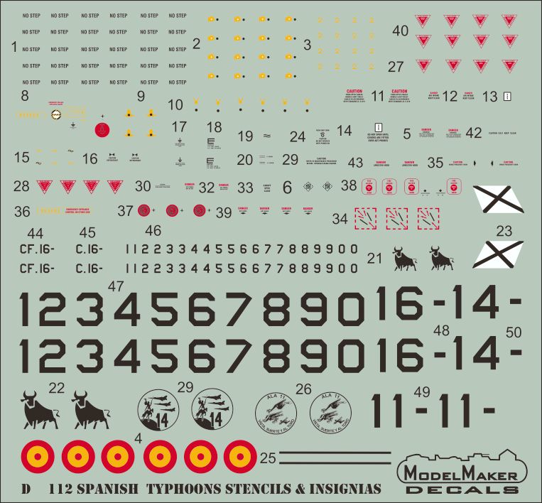 Model Maker D72112 1:72 Spanish Eurofighter EF-2000A Stencils