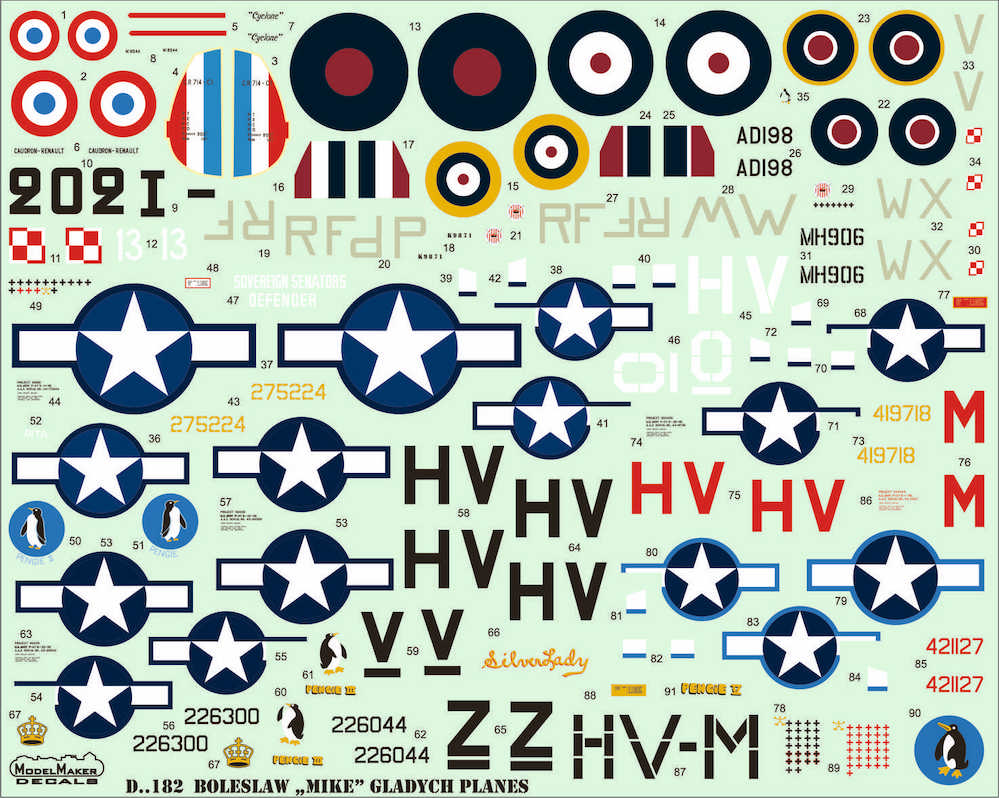 Model Maker Decals D72182 1:72 Boleslaw "Mike" Gladych planes
