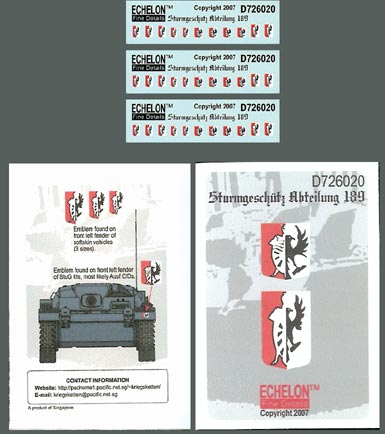 Echelon FD D726020 1:72 Sturmgeschutz/StuG Abteilung 189