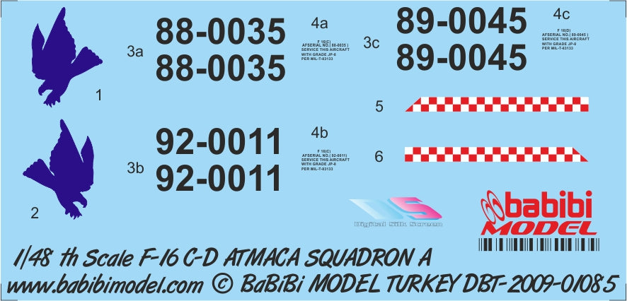 Babibi DBT-01085 1:48 F-16C/D 182 Atmaca Sqn Old Scheme