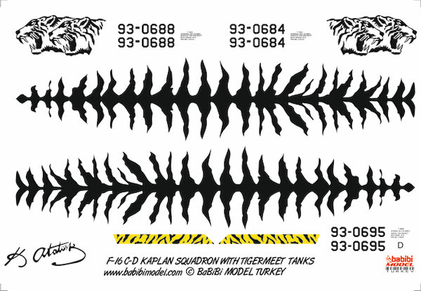 Babibi DBT-01094 1:48 F-16C/D 192 Kaplan Sqn Decals