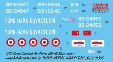Babibi Models DBT-01365 1:72 Bell UH-1H Turkish Air Force Blue Camouflage