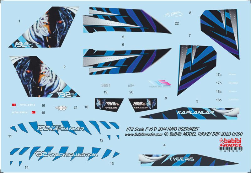 Babibi DBT-01390 1:72 F-16D NATO Tigermeet 2014 Decals