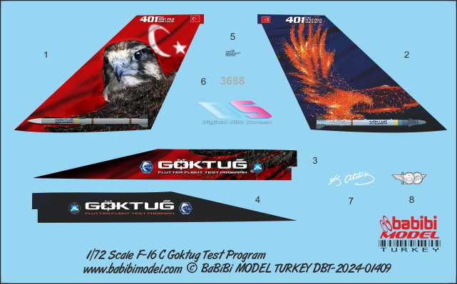 Babibi DBT-01409 1:72 F-16C 401 SQ Goktu Project Decals