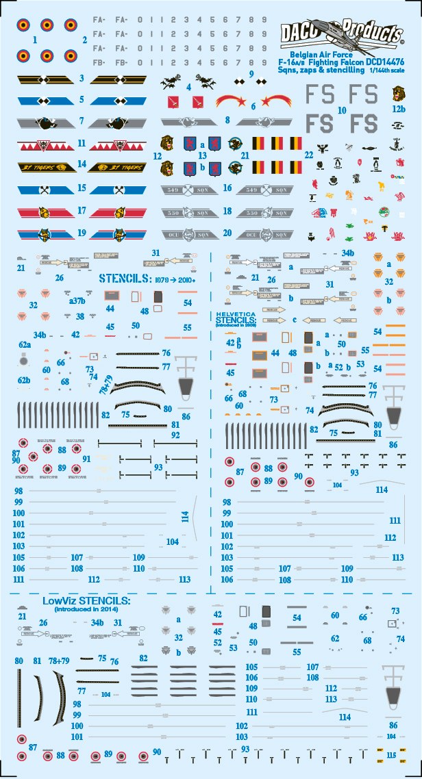 Daco DCD14476 Belgian AF F-16A/B MLU Decals 1:144