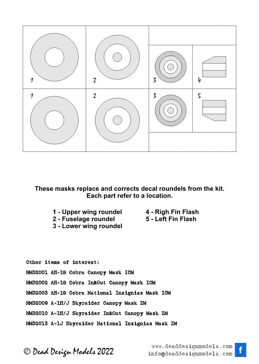 Dead Design DDMNM32040 1:32 Spitfire Mk.V/trop National Insignia A Type