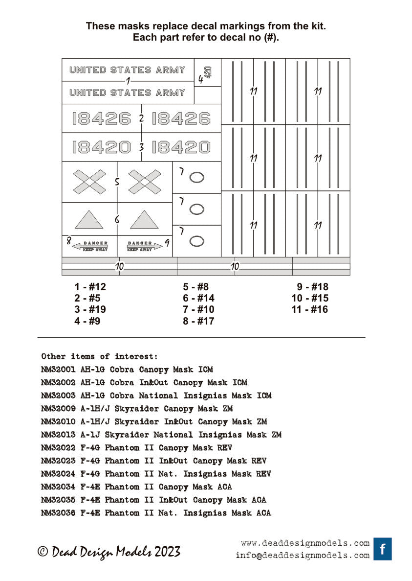 Dead Design DDMNM32052 1:35 Sikorsky CH-54A Tarhe markings