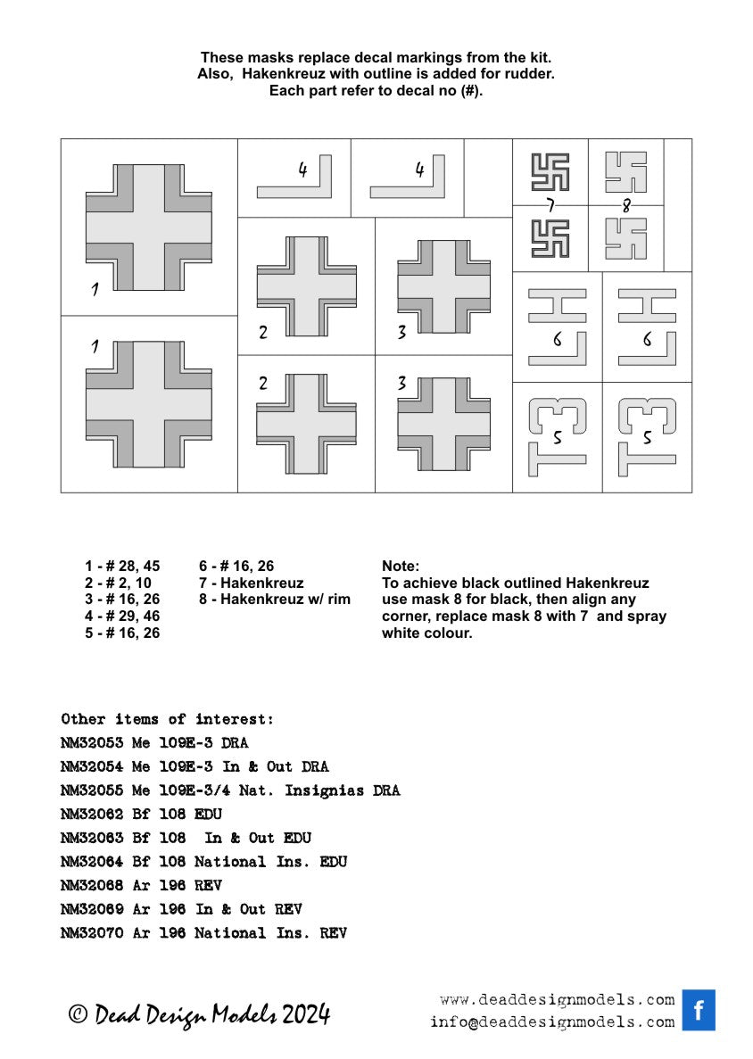 Dead Design Models DDMNM32070 1:32 Arado Ar-196A-3 National Insignia