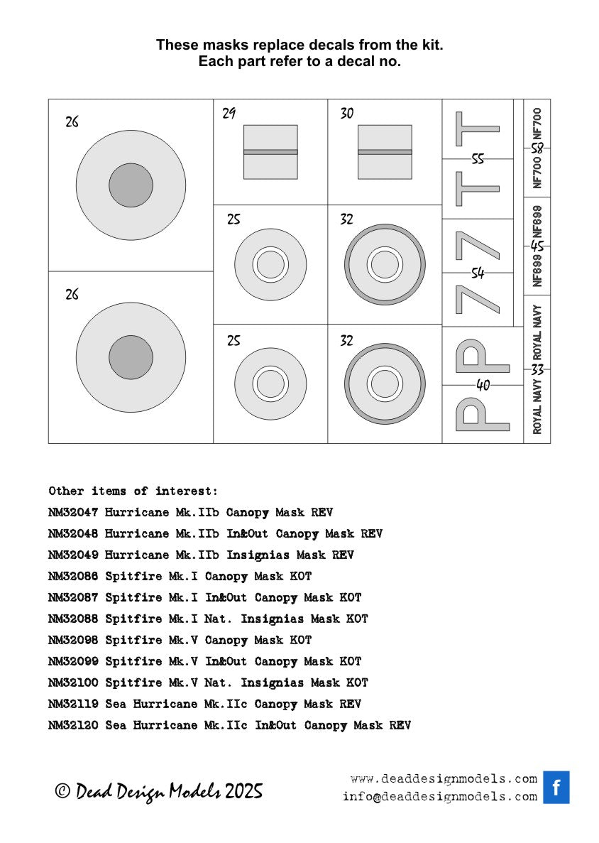 Dead Design DDMNM32121 1:32 Sea Hurricane Mk.IIc National Insignia