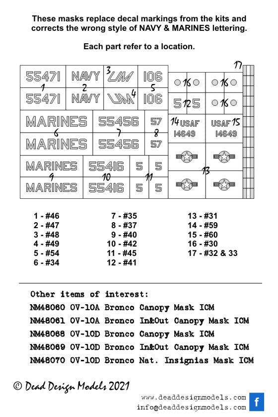 Dead Design DDMNM48062 1:48 OV-10A Bronco National Insignia Masks