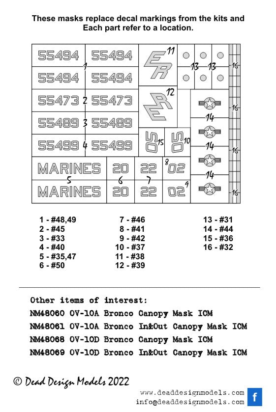 Dead Design DDMNM48070 1:48 OV-10D Bronco National Insignia Masks