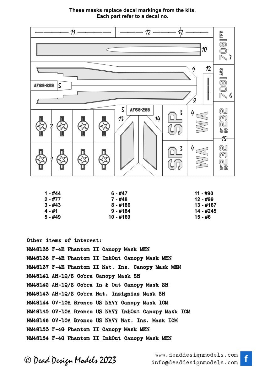 Dead Design Models DDMNM48155 1:48 McDonnell F-4G Phantom II national insignia