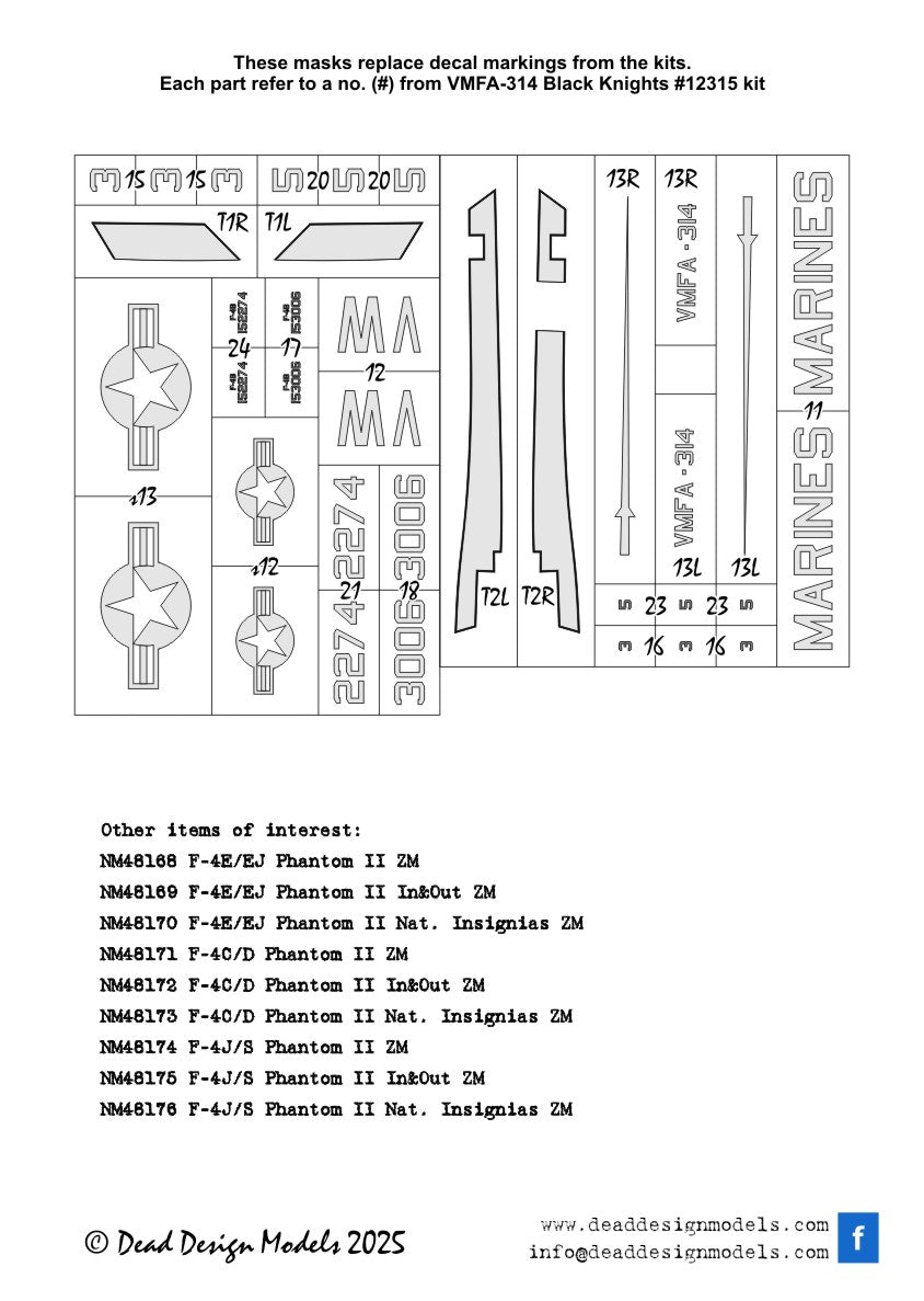Dead Design Models DDMNM48291 1:48 F-4B/N Phantom II National Insignias