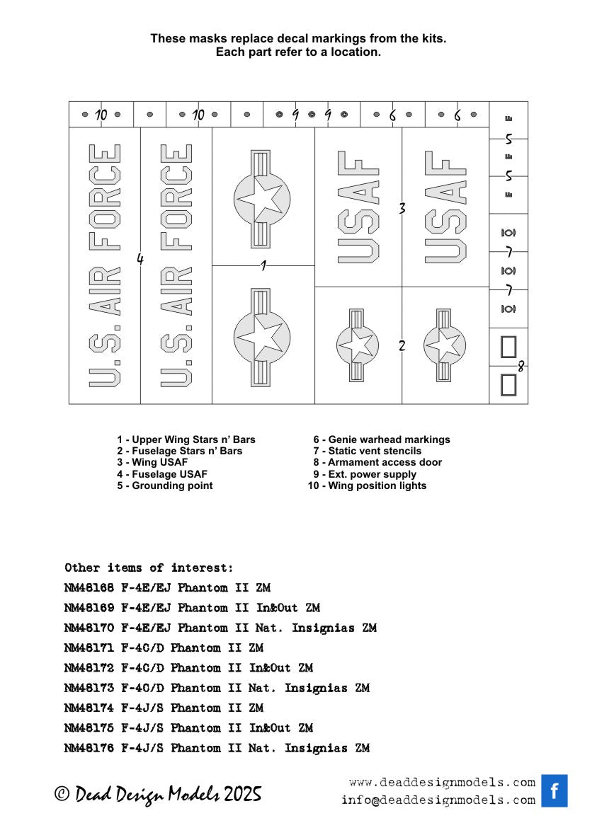 Dead Design Models DDMNM48304 1:48 Convair F-106A National Insignias