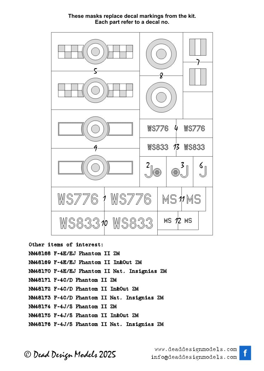 Dead Design Models DDMNM48338 1:48 Gloster Meteor NF.14 National Insignias