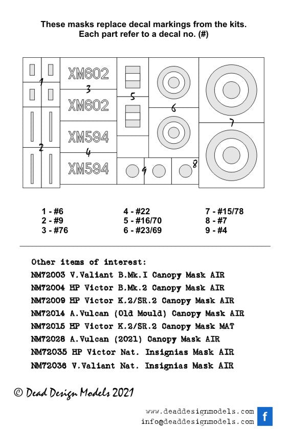 Dead Design Models DDMNM72034 1:72 Avro Vulcan National Insignias