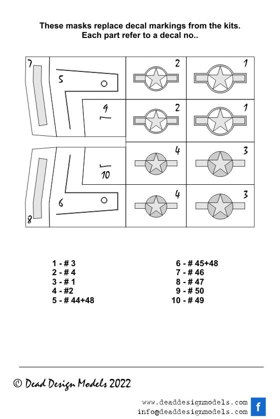 Dead Design Models DDMNM72055 1:72 Bell P-39Q Airacobra national insignia mask