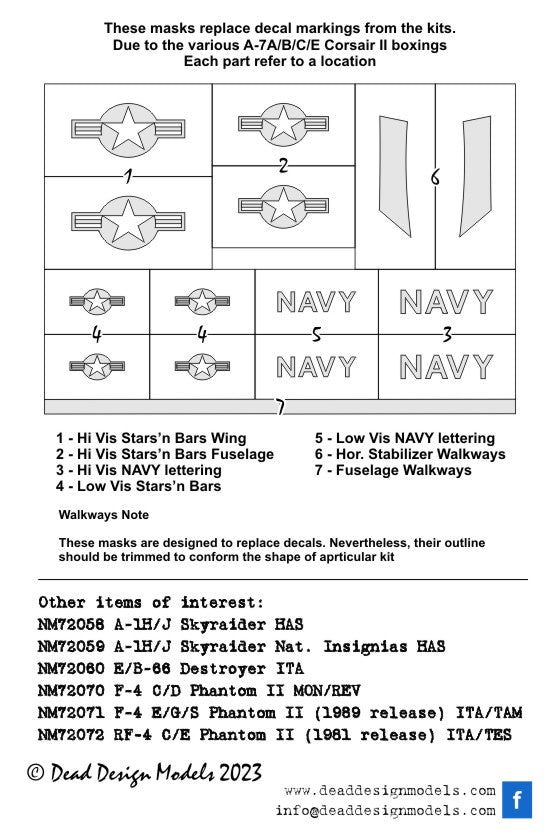 Dead Design Models DDMNM72091 1:72 LTV A-7A/A-7B/A-7E Corsair II Insignia