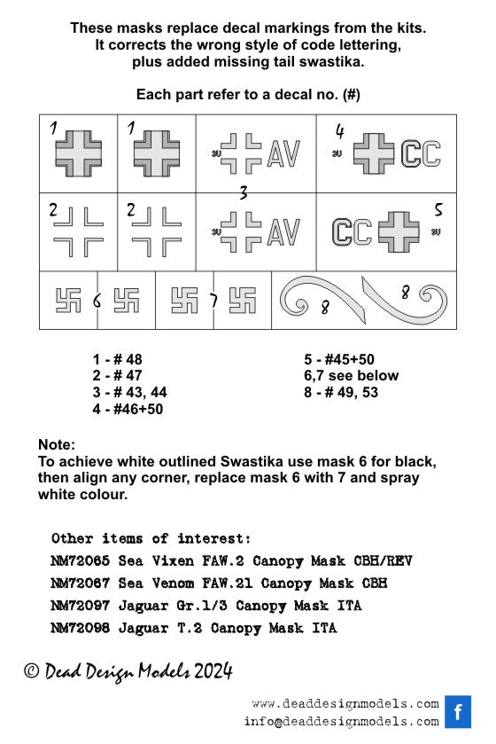 Dead Design DDMNM72117 1:72 Me-410A-1 National Insignia & Markings