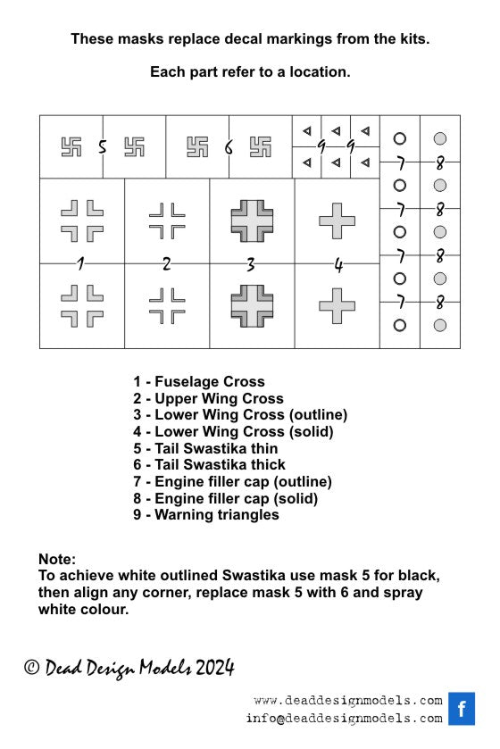 Dead Design DDMNM72119 1:72 Me-262A Schwalbe National Insignia