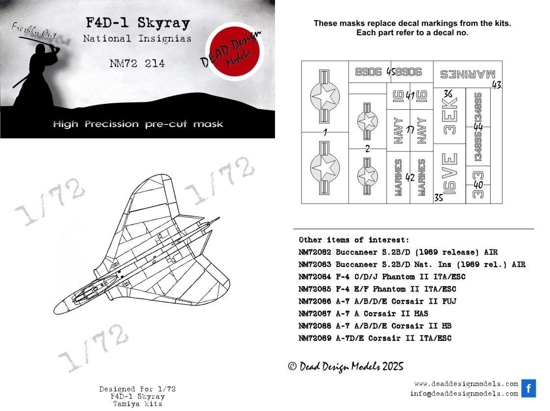 Dead Design Models DDMNM72214 1:72 Douglas F4D-1 Skyray National Insignia