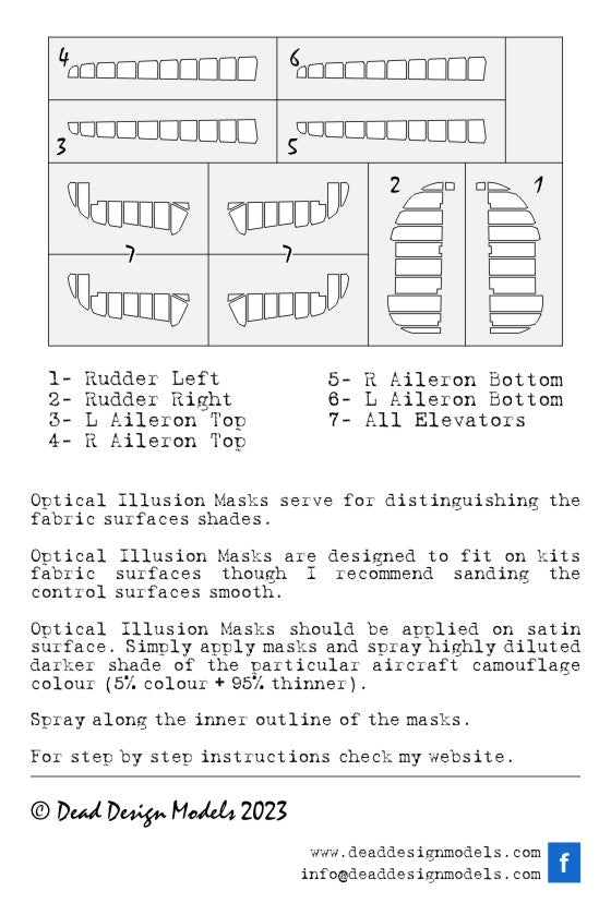 Dead Design DDMSM48052 1:48 Hurricane Mk.IIc 3D Control Surface Mask