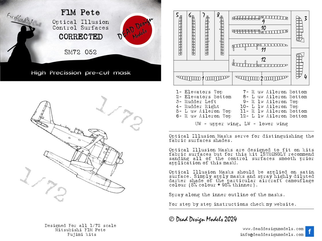 Dead Design DDMSM72052 1:72 F1M2 Pete 3D Effect Control Surface