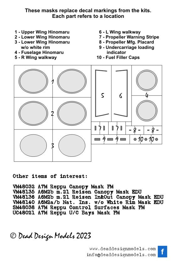 Dead Design DDMVM48157 1:48 A7M1 Reppu Insignia & Markings Paint Mask