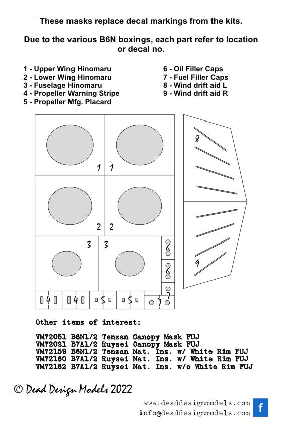 Dead Design DDMVM72161 1:72 B6N1/B6N2 Jill Insignia without white outline