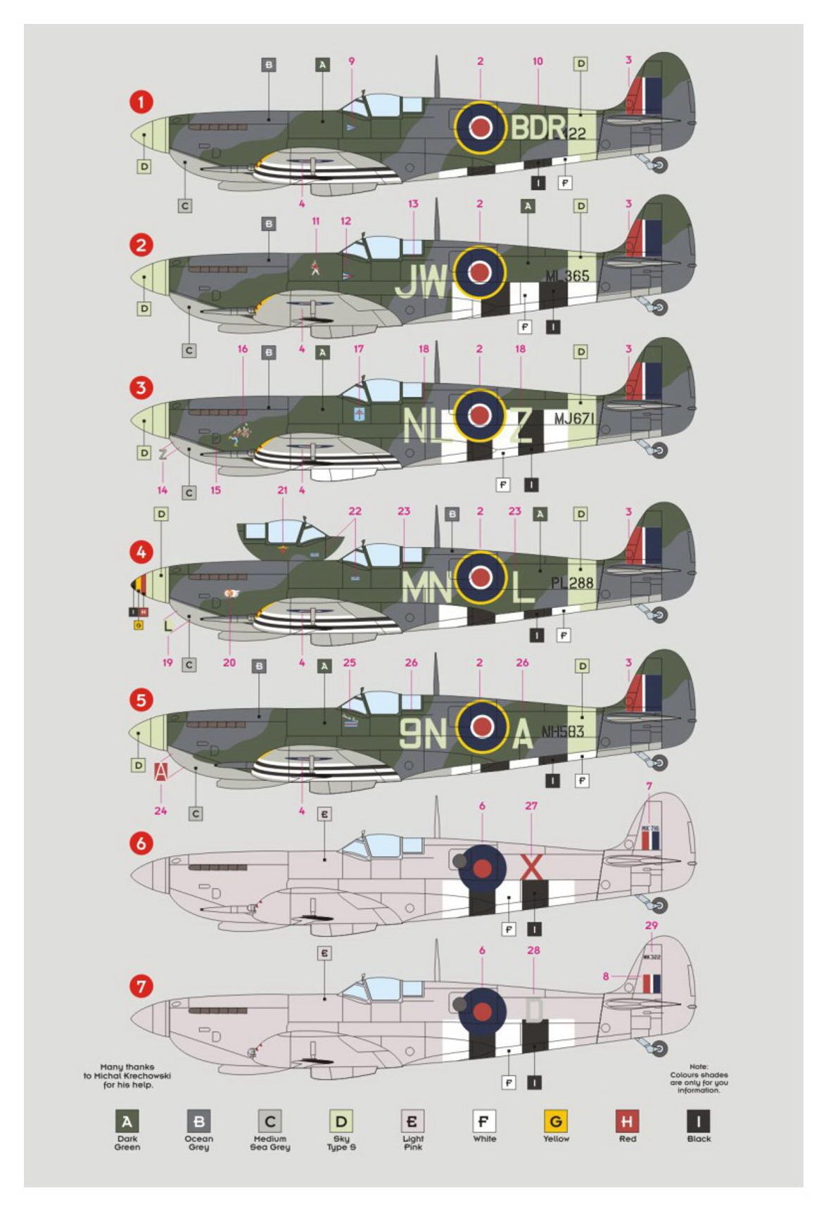 DK Decals DKD32016 1:32 Supermarine Spitfire Mk.IX 2nd TAF 1944 1