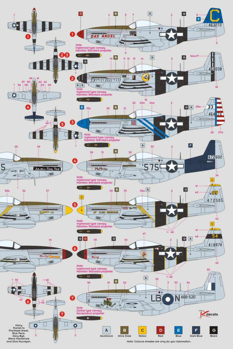 DK Decals DKD32022 1:32 P-51D/K Mustang Pacific and Australia