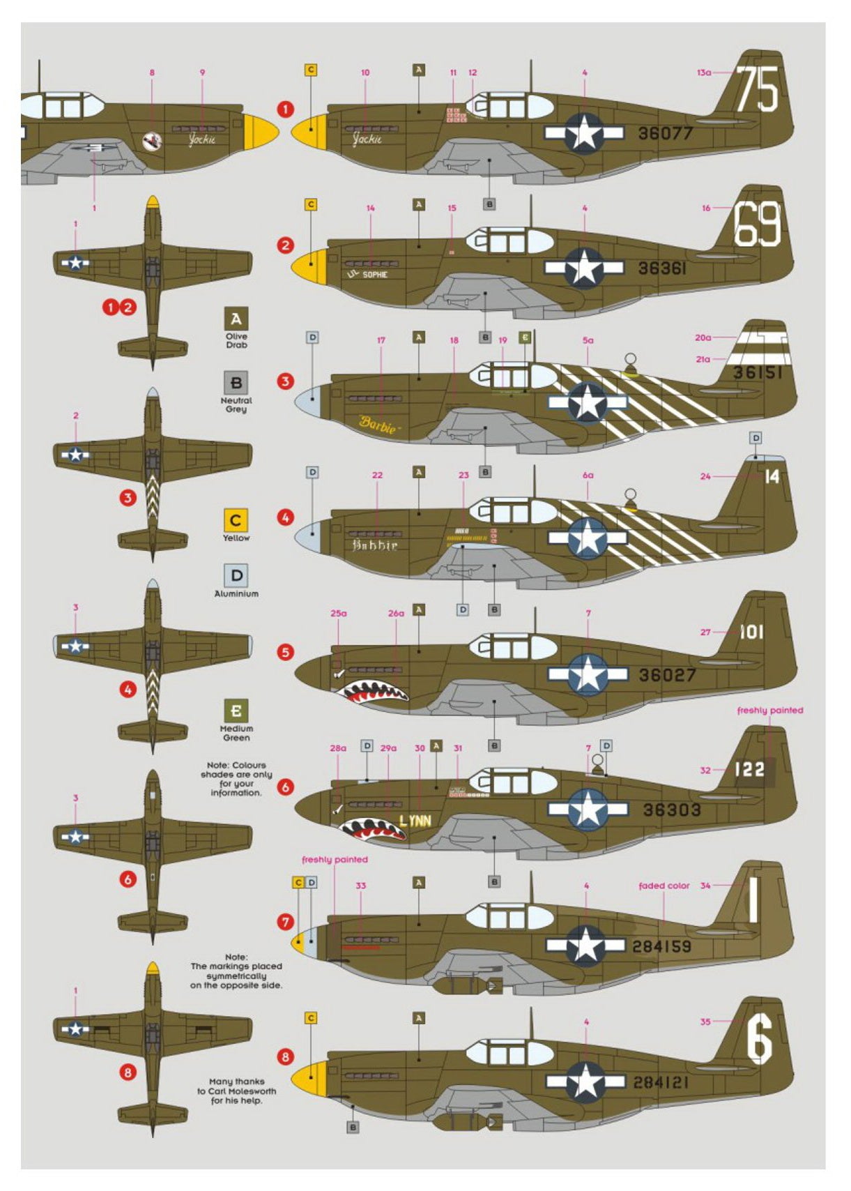 DK Decals DKD48040 1:48 North-American P-51A/A-36A over China, Burma and India 1